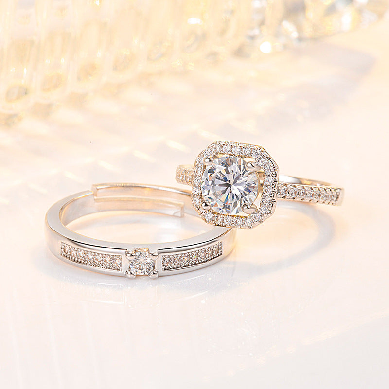 Korean Style Rhinestone Zircon Couple Female Fashion Personality Rings