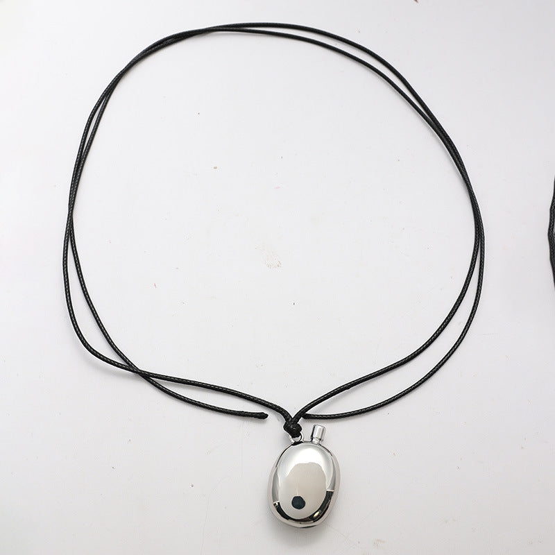 Women's & Men's Fashionable Black Leather Rope Water Texture Pendants