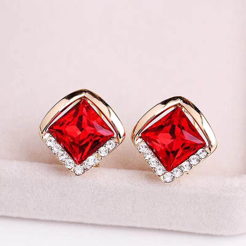 Diamond Purple Crystal Sier Needle Exquisite Versatile Ear Buckle