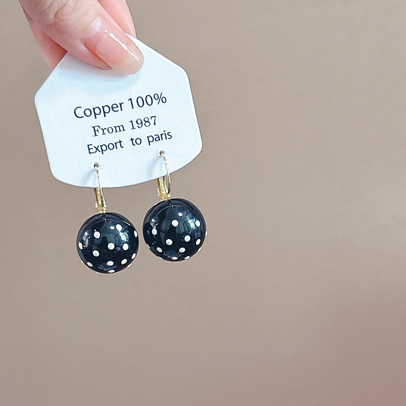 Women's Round Beads Bow Love Heart Simple Sweet Earrings
