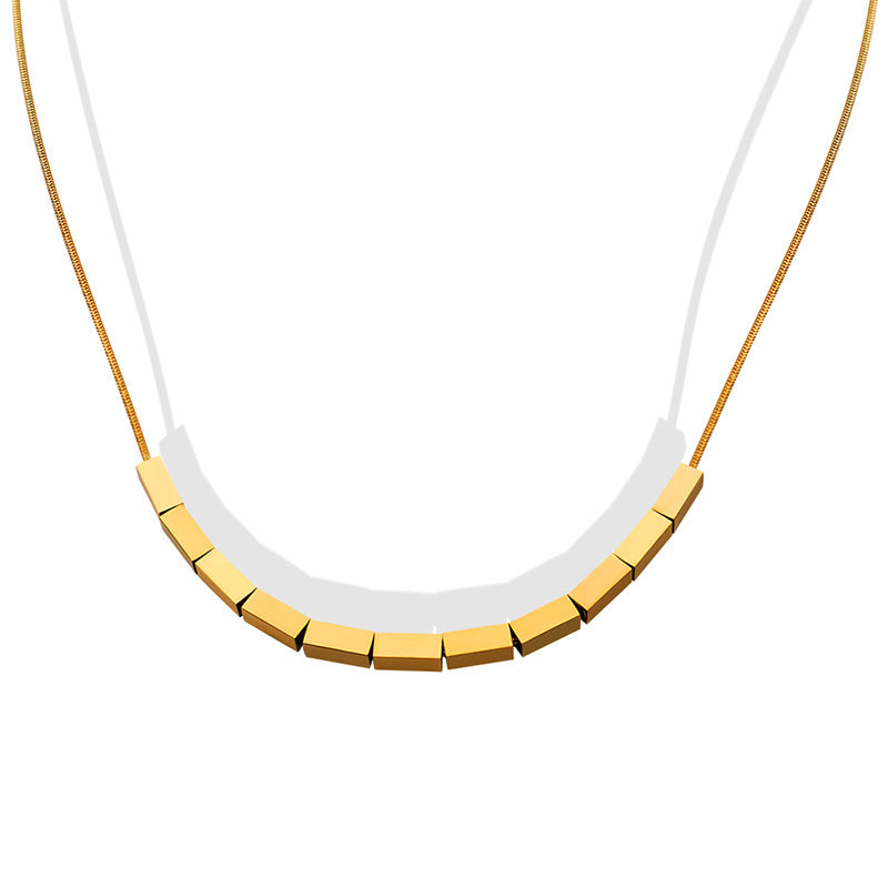 Korean Style Summer Geometric Square Personalized Titanium Steel Necklaces