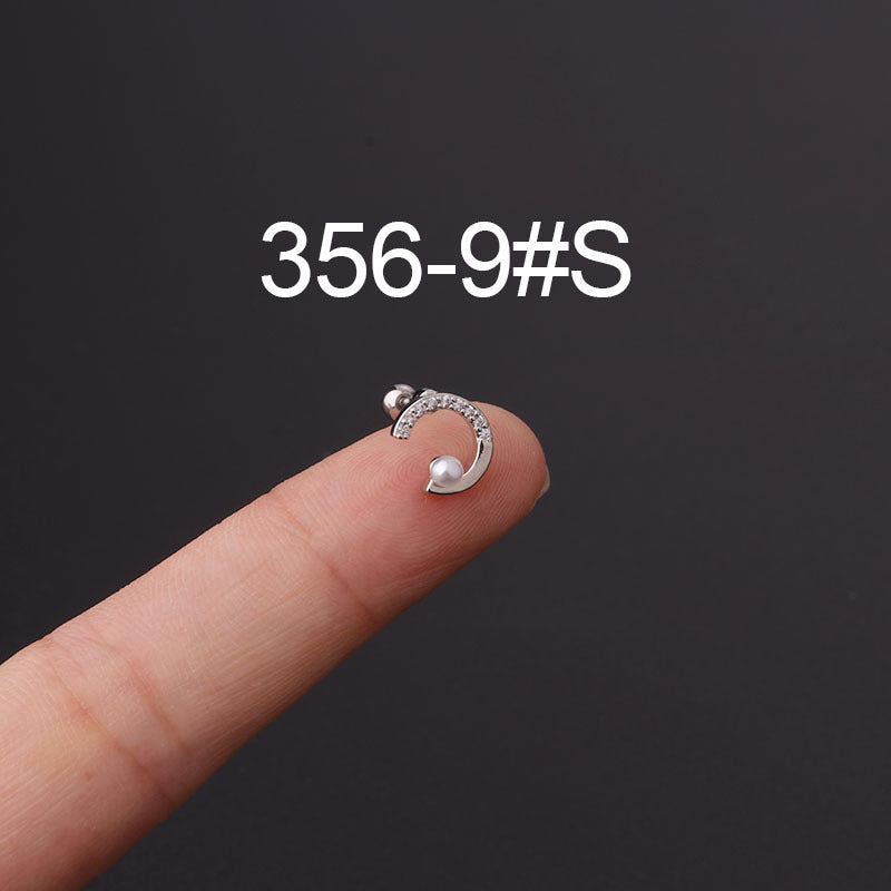 Twist Ball Ear Bone Piercing Zircon Earrings