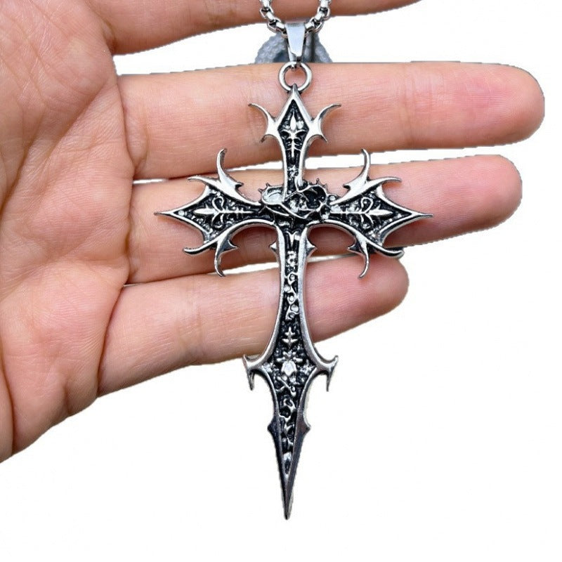 Women's & Men's Gothic Cross Alloy Ethnic Pattern Sweater Necklace