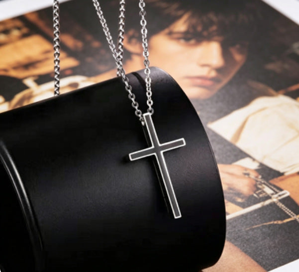 Men's Personalized Titanium Steel Fashion Hip Hop Cross Long Necklace