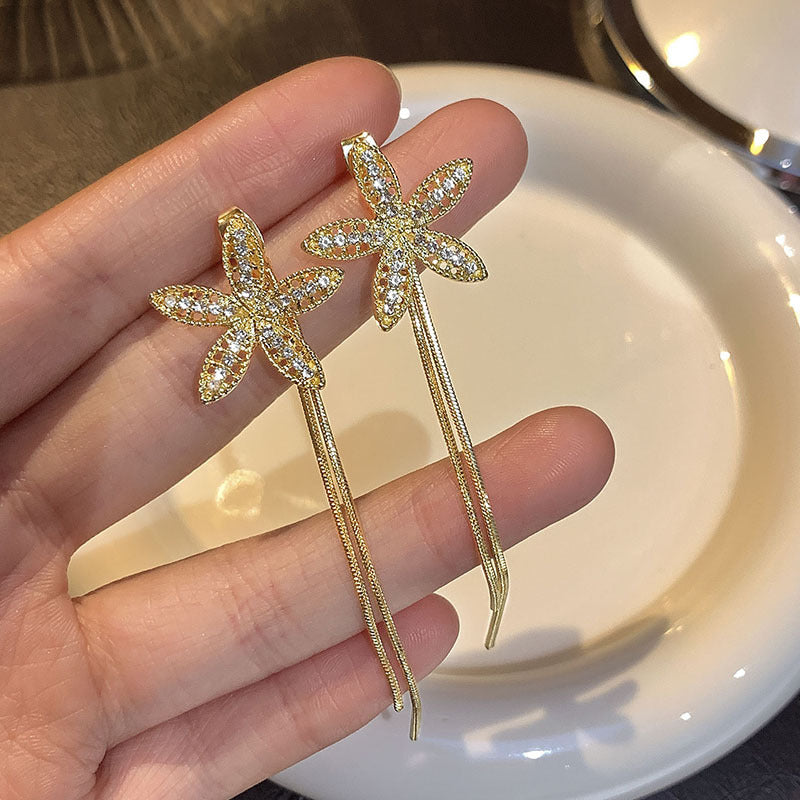 Women's Needle Elegant Long Tassel Thin Effect Earrings