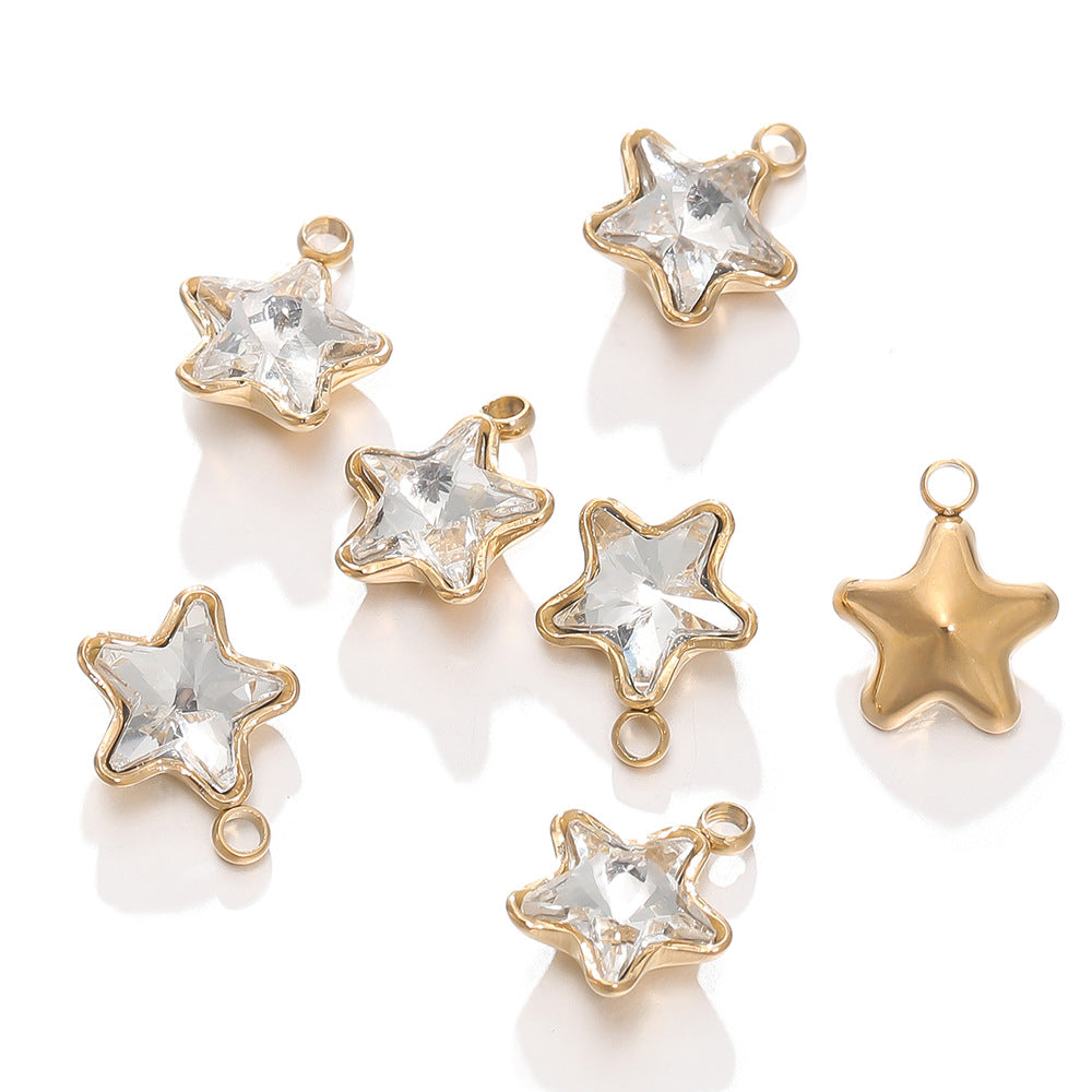 Color Five-pointed Star Retaining Diamond Handmade Pendants