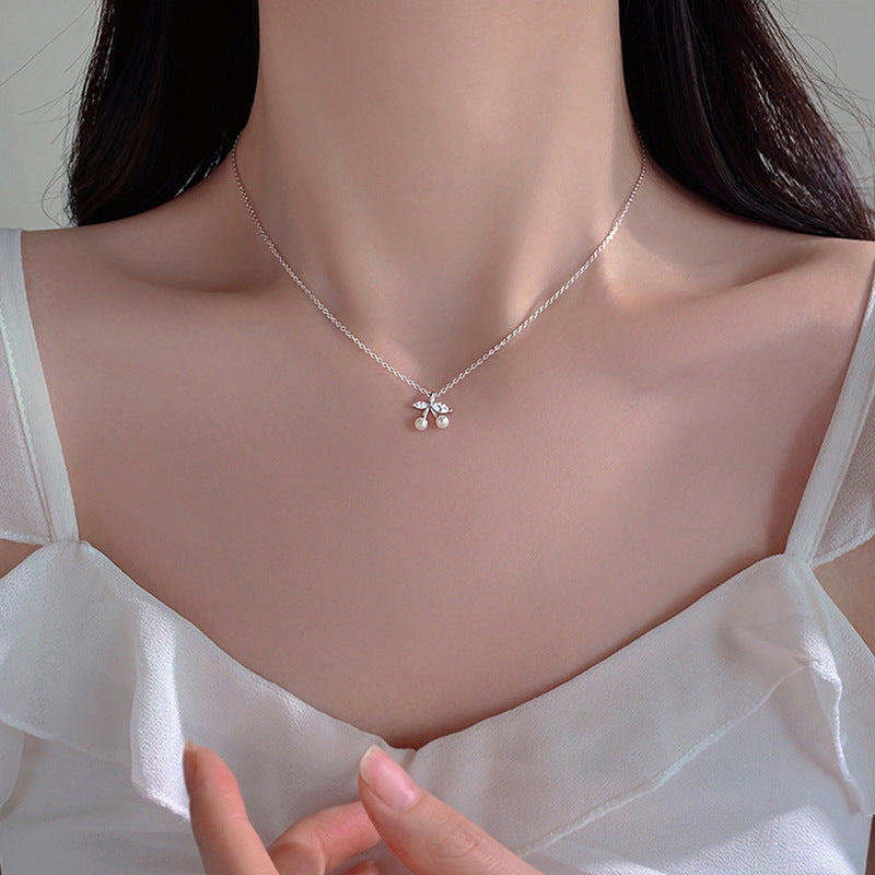 Women's Sterling Sier Cherry Cold Style Light Luxury Minority Necklace
