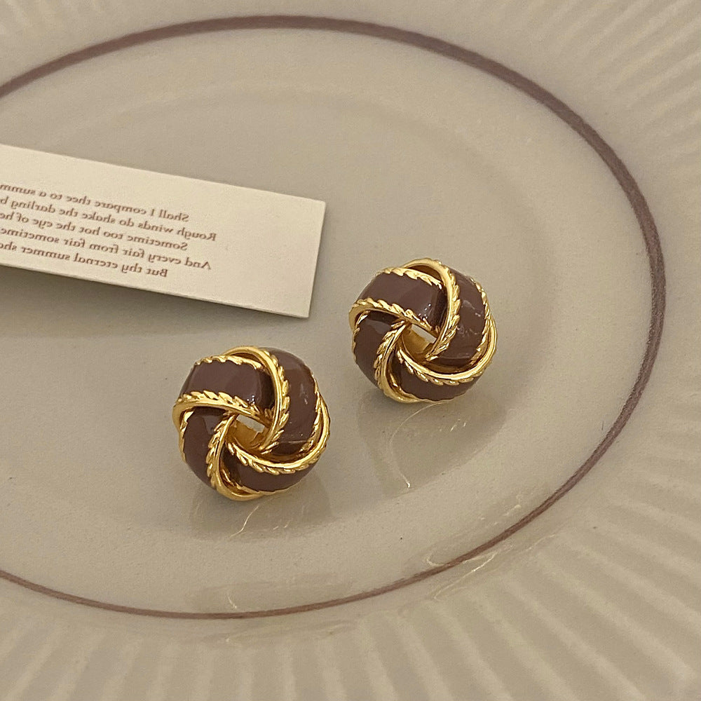 French Retro Truelove Knot Light Luxury High Sense Design Earrings