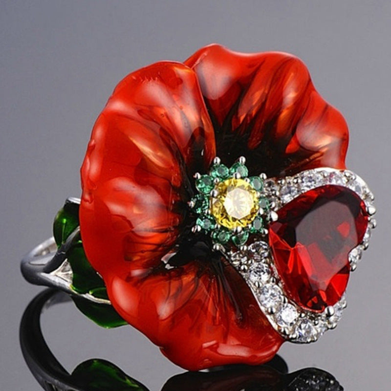 Creative Exaggerating Jewelry Rose Metal Material Rings