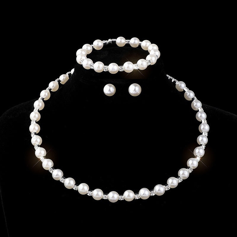 Comfortable Classy Bridal Full Diamond Clavicle Jewelry Set