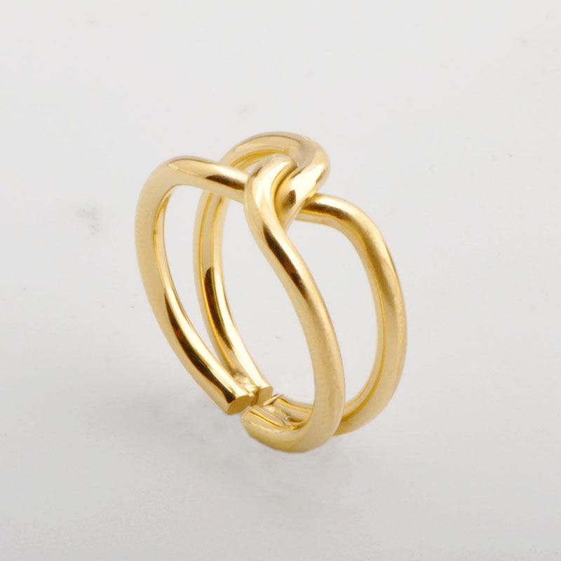 Women's & Men's Open Adjustable Knotted Titanium Steel Simple Rings
