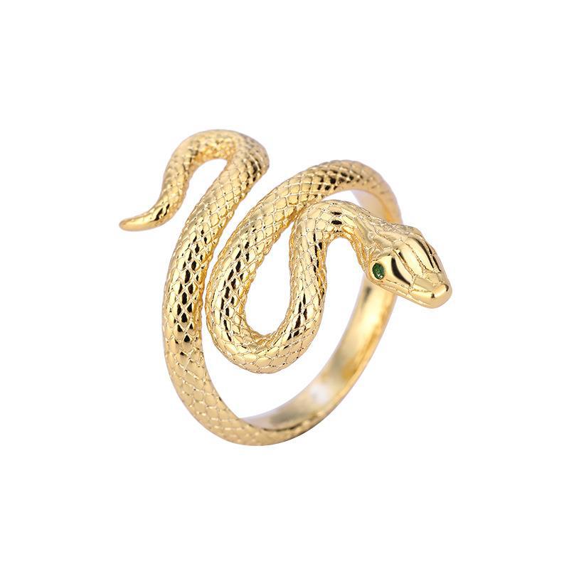 Wind Winding Diamond Green Eye Snake Fashion Personality Rings