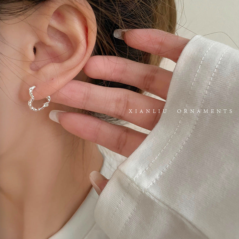 Clip Pleated Heart Female Graceful Personality Ear Buckle