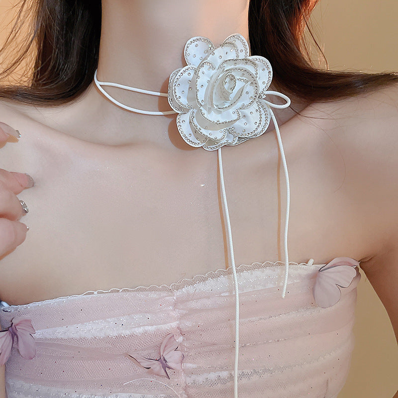 Net Yarn Flowers Ribbon Heart Fashion Necklaces