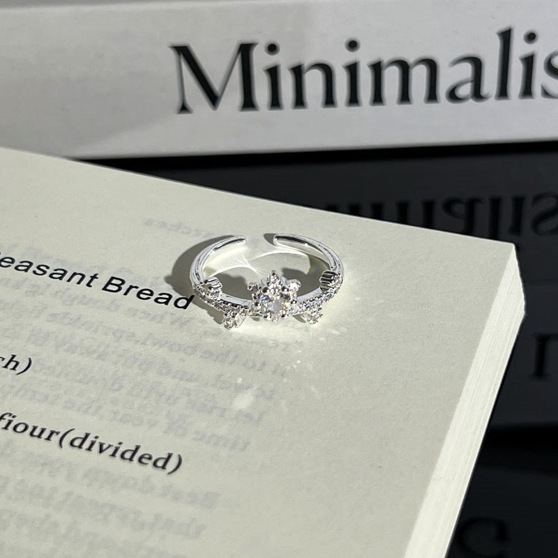 Light Luxury Sier Diamond Pieces Butterfly Mix Match Ring