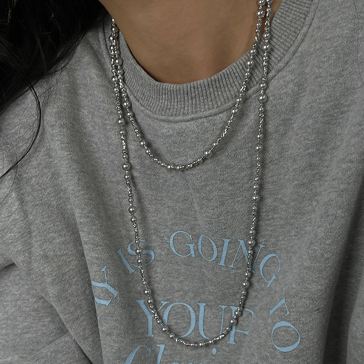 Cool Sier Gray Pearl Cut Flower Light Luxury Necklaces