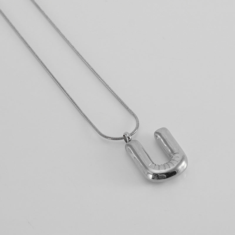 Bubble Letter Snake Bones Chain Titanium Steel Necklaces