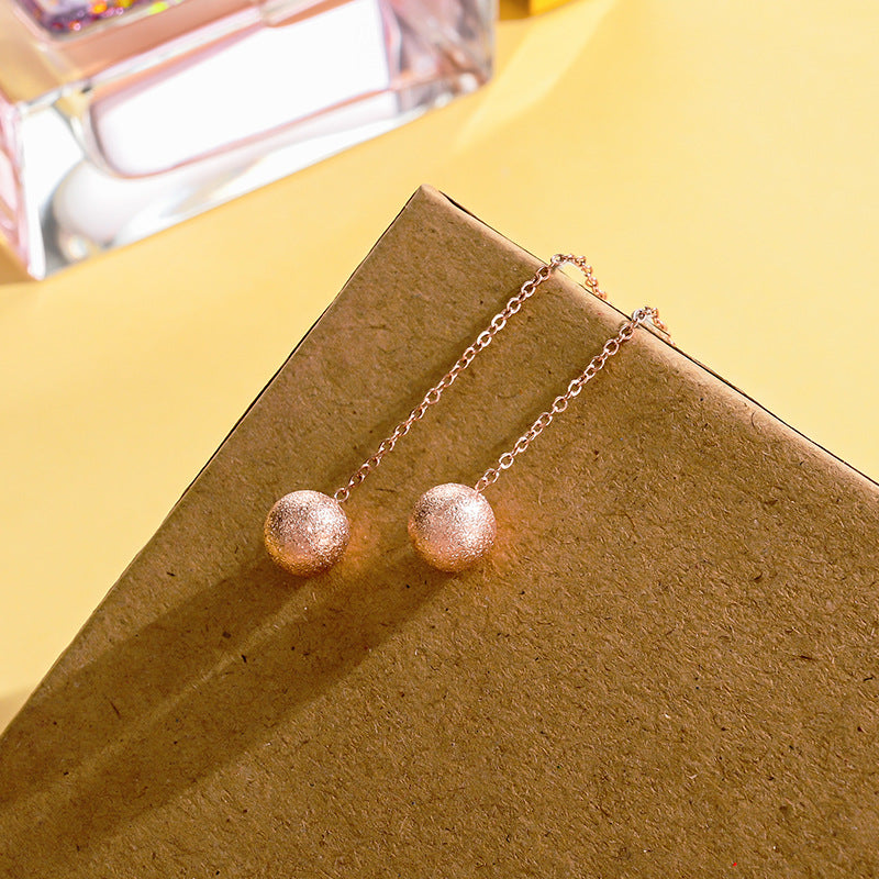 Steel Gold Beads Beanie Female Simple Temperament Eardrops Rings
