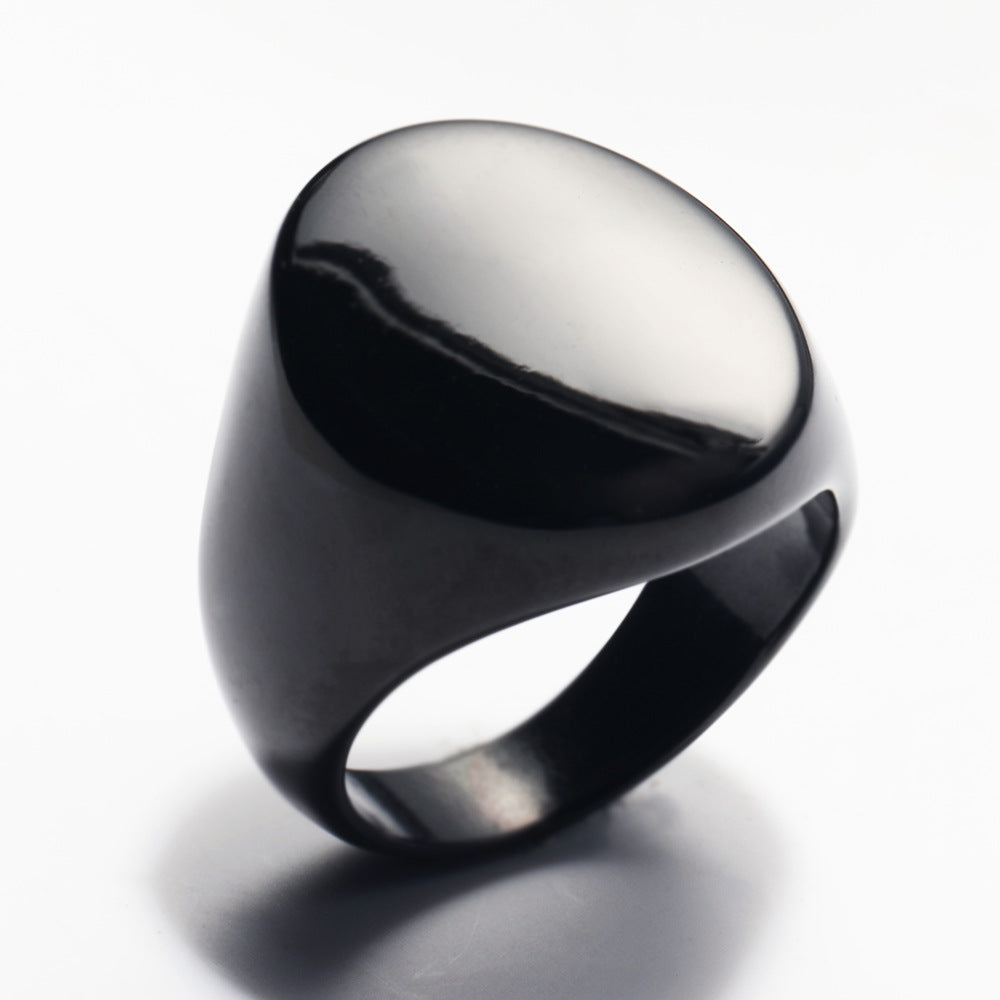 Men's Stainless Steel Trendy Glossy Oval Titanium Ring
