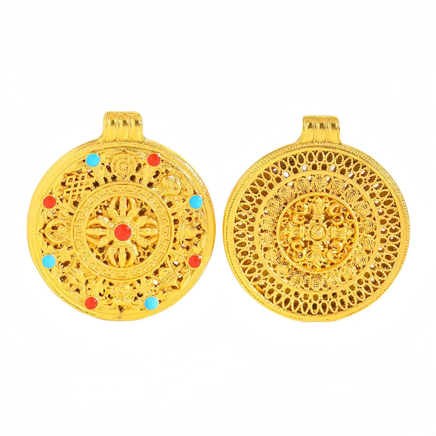 Women's Fading Ancient Style Alluvial Gold Red Pendants