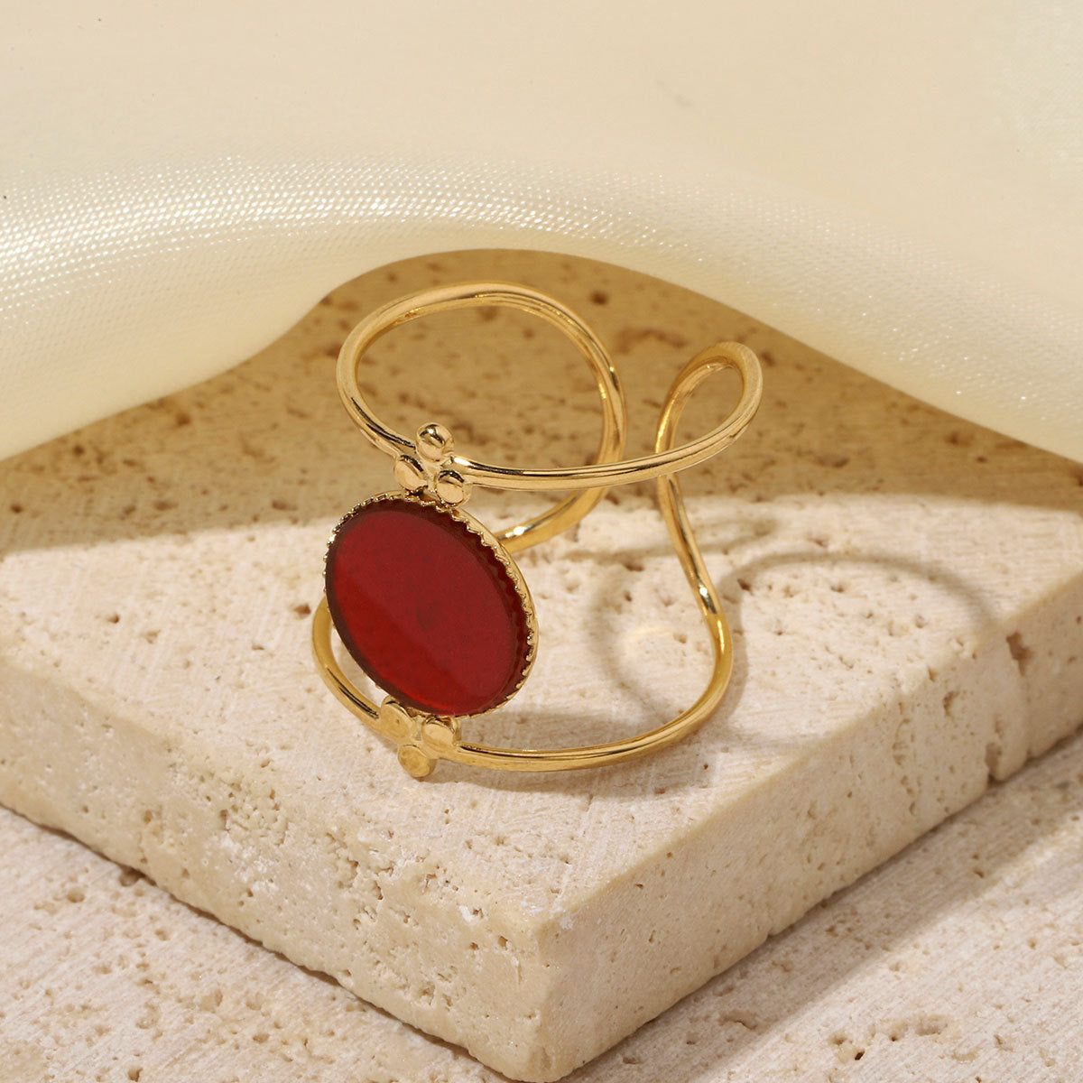 Women's Natural Stone Minimalist Light Luxury Red Rings