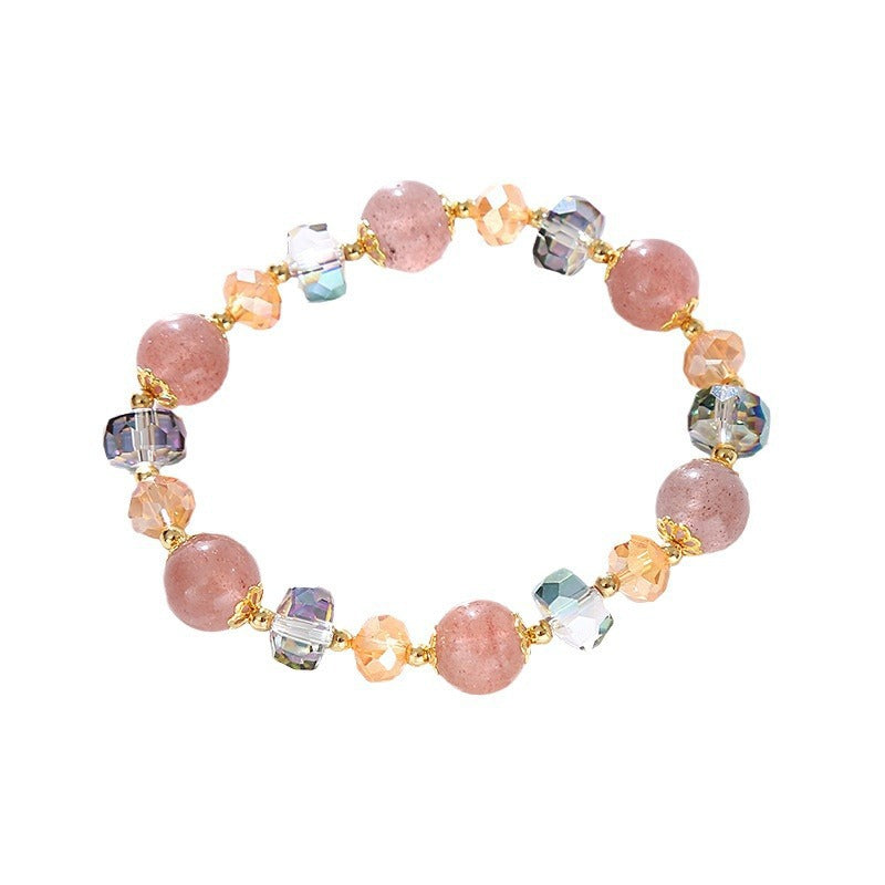 Women's Light Luxury Glass Imitation Strawberry Quartz Bracelets