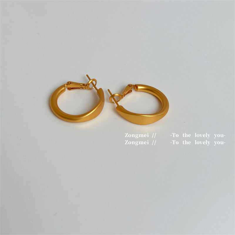 Minority Fashion Frosted Coffee Gold High-grade Earrings