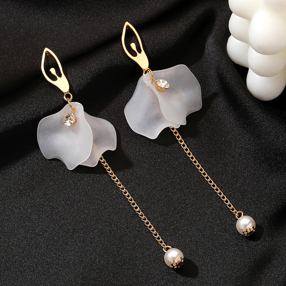 Ice Flower Tassel Elegant Long Crystal Rings