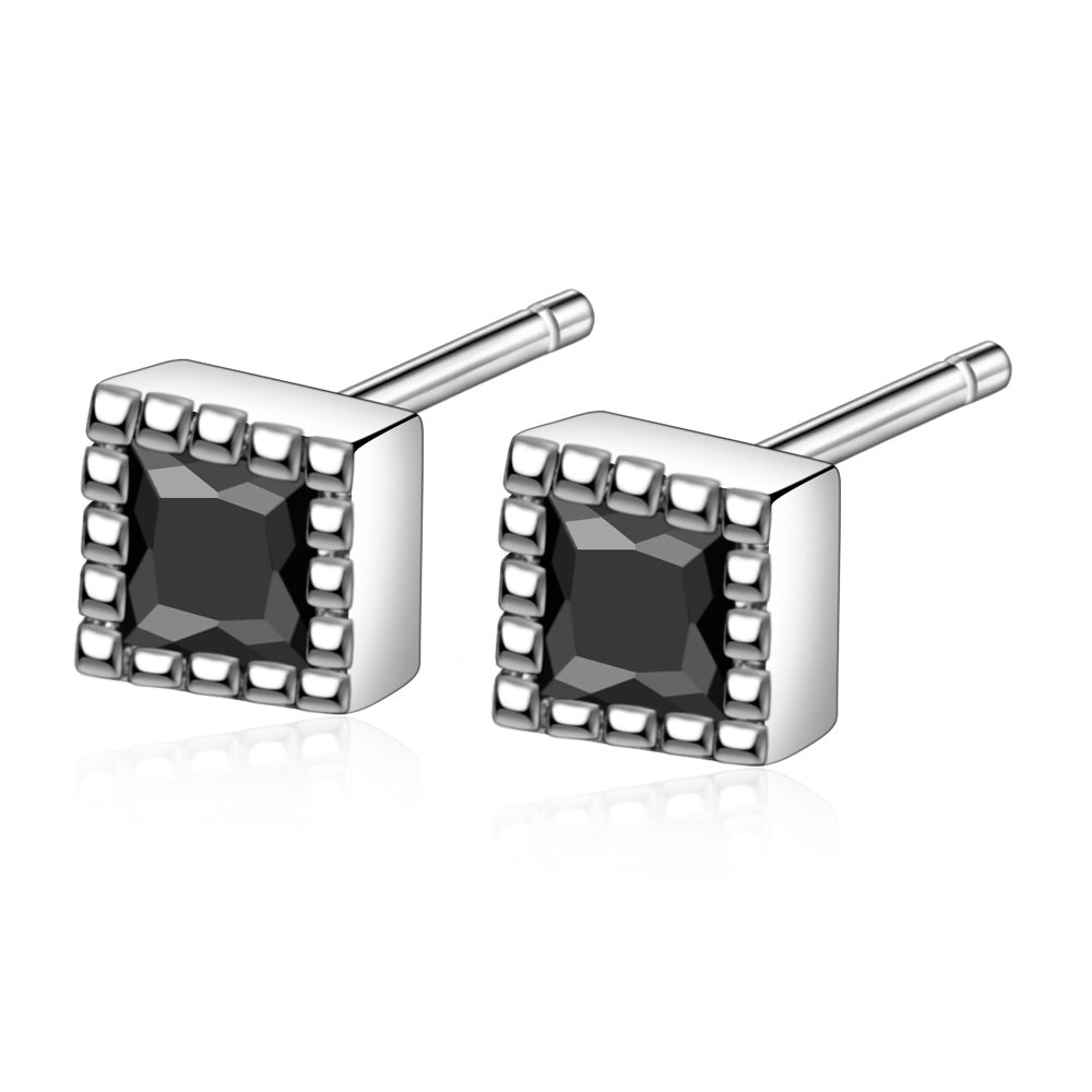 Women's Geometric Square Zircon Cold Style Black Earrings