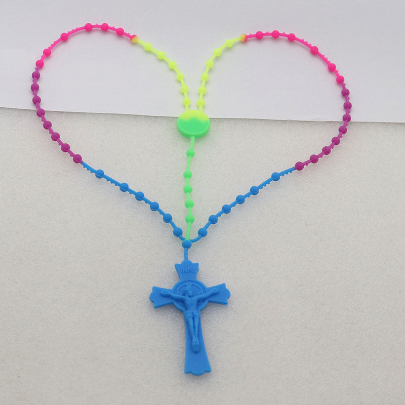 Flexible Glue Color Luminous Fluorescence Rosary Necklaces
