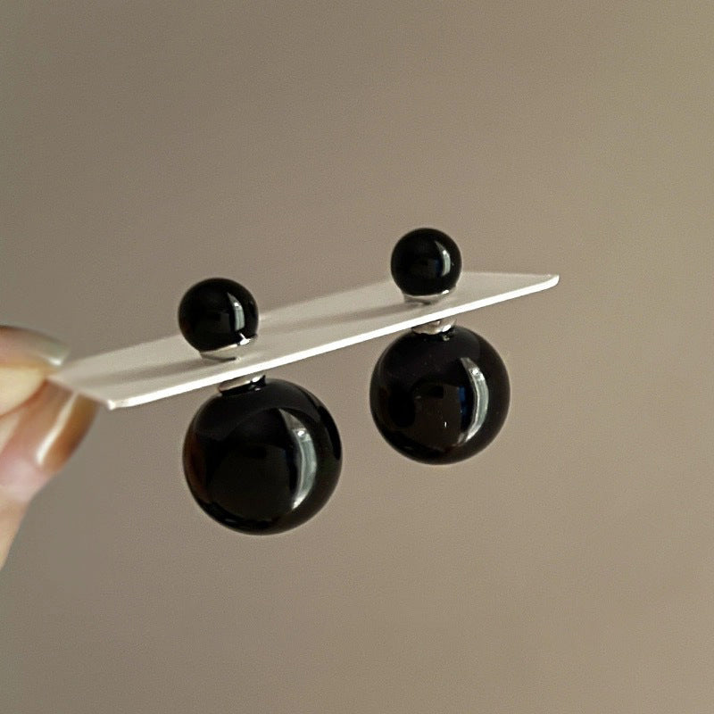 Women's Sier Needle Pearl Round Niche Elegant Earrings