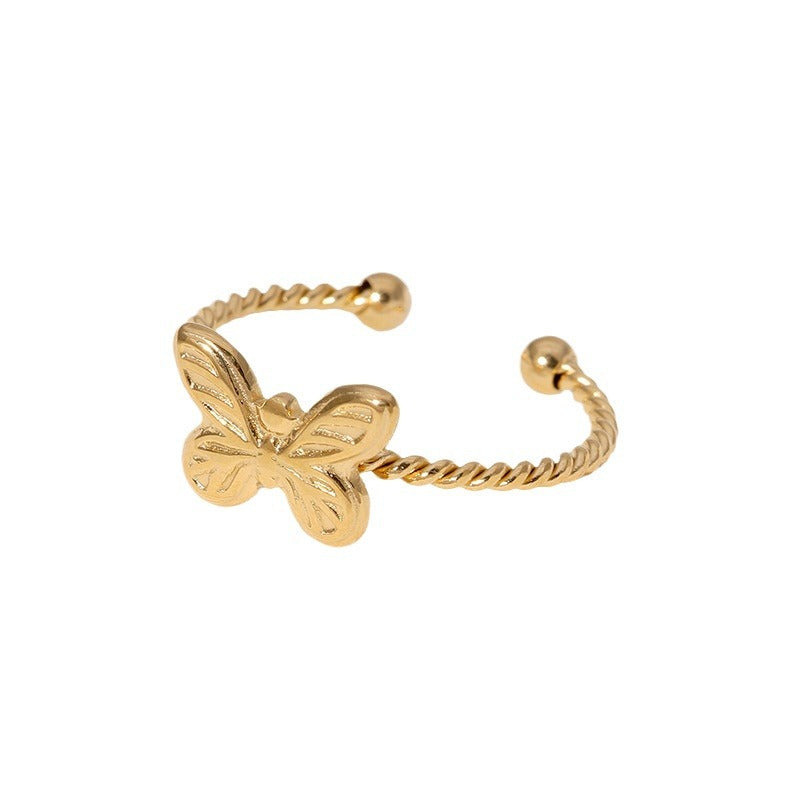 Butterfly Twisted Opening Niche Personality Graceful Cute Gold-plated Rings