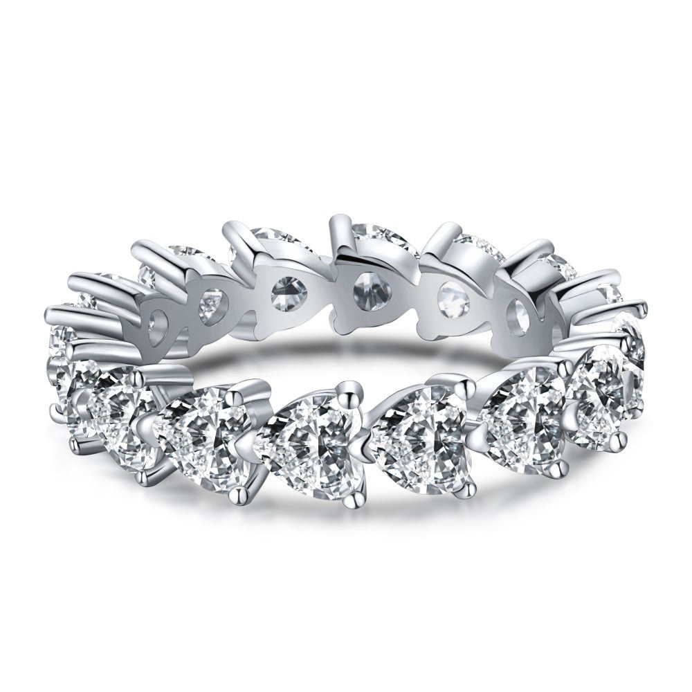 Peach Heart Zircon Gang Drill Light Luxury Colorful Rings