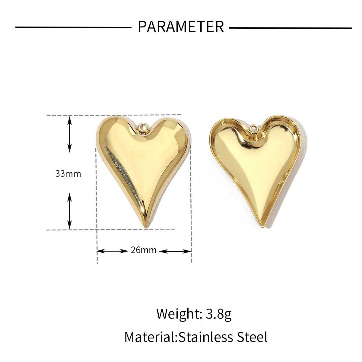 Peach Heart Wings Lock Stainless Steel Retro Titanium Pendants