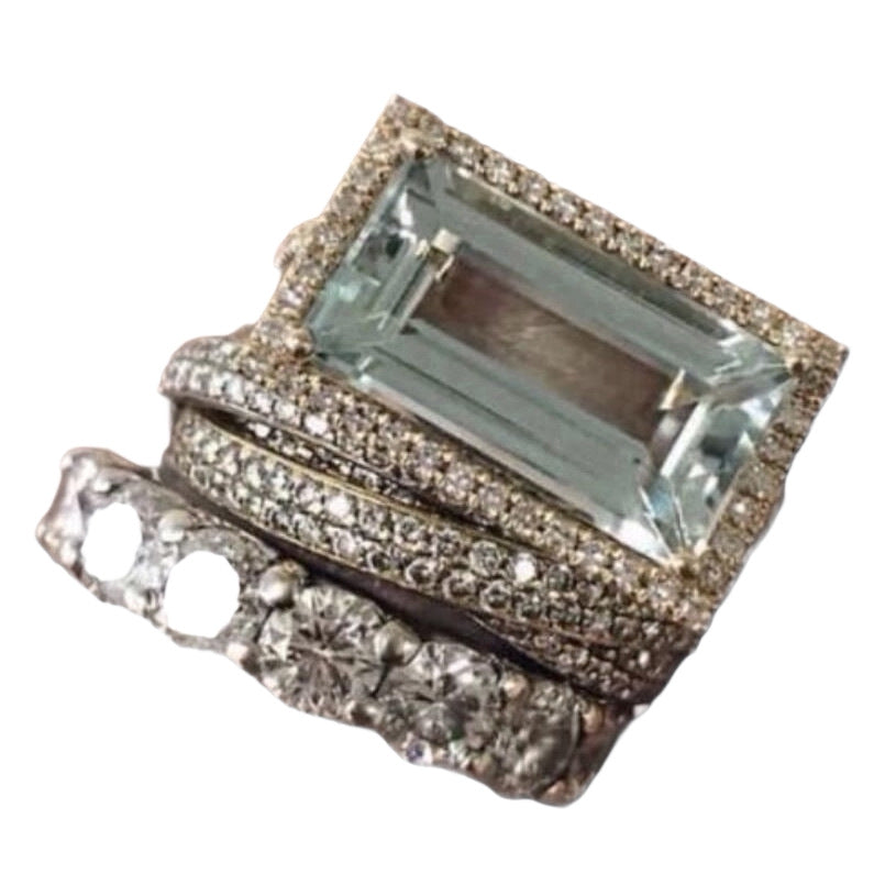 Three Fresh Personality Hands Fashion High Sense Creative Big Rectangular Rings