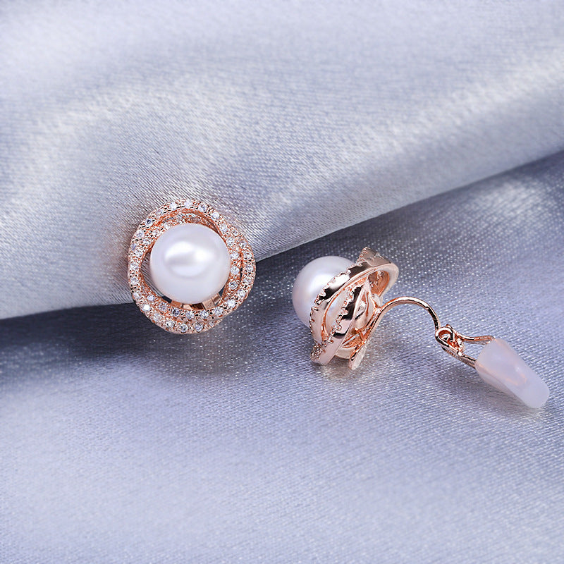 Women's Korean Style Temperament Sier Ear Pearl Fashion Earrings