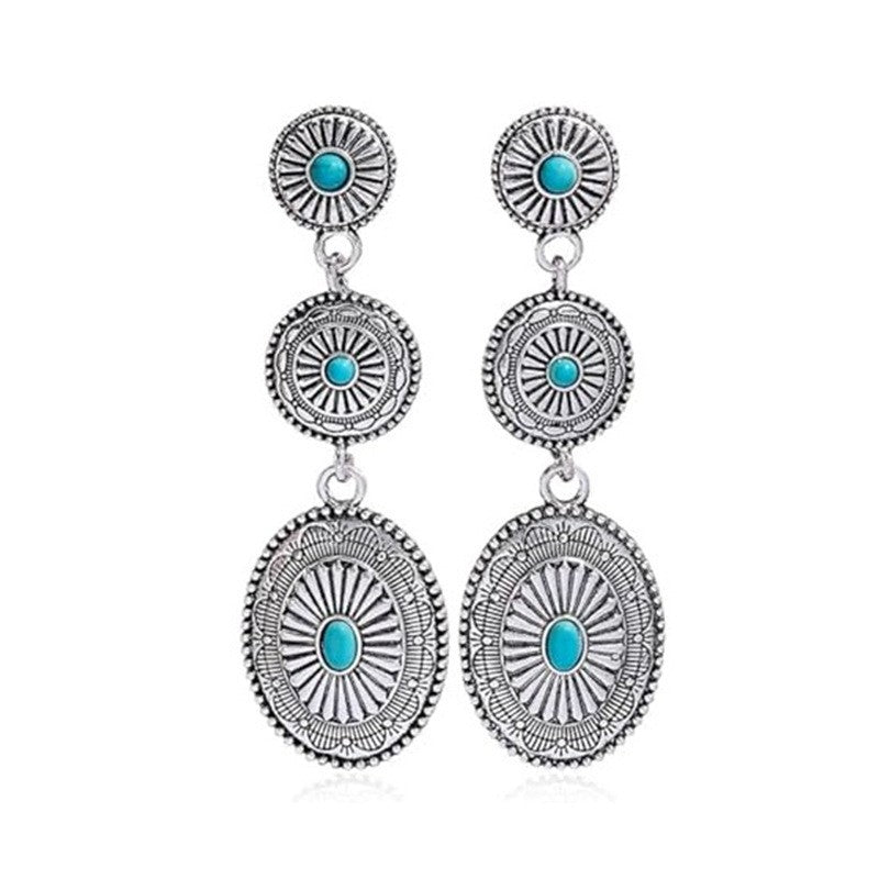 Drop-shaped Long Chain Bohemian Lady Couple Earrings