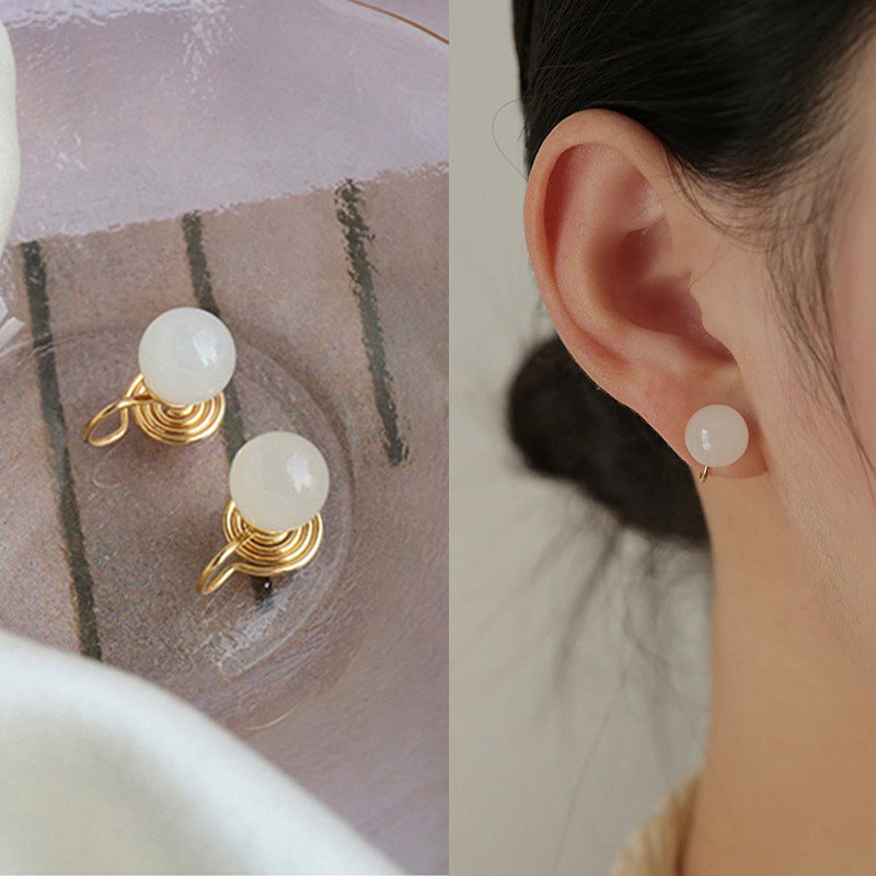 Jade Light Luxury High-grade Ear Clip Mosquito Earrings