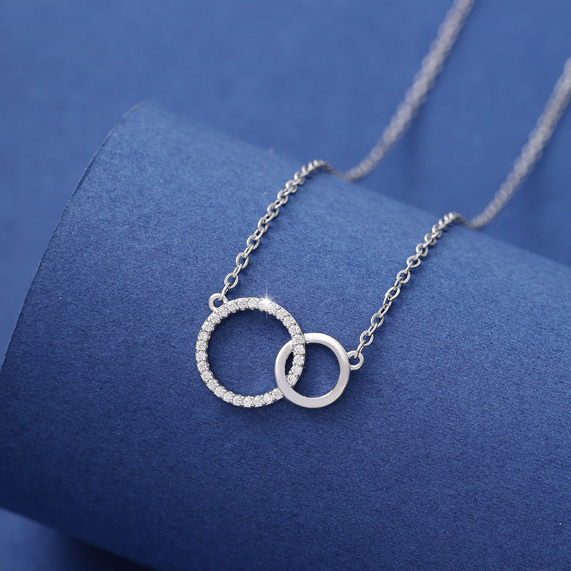Simple Design Asymmetric Size Double Clavicle Necklaces