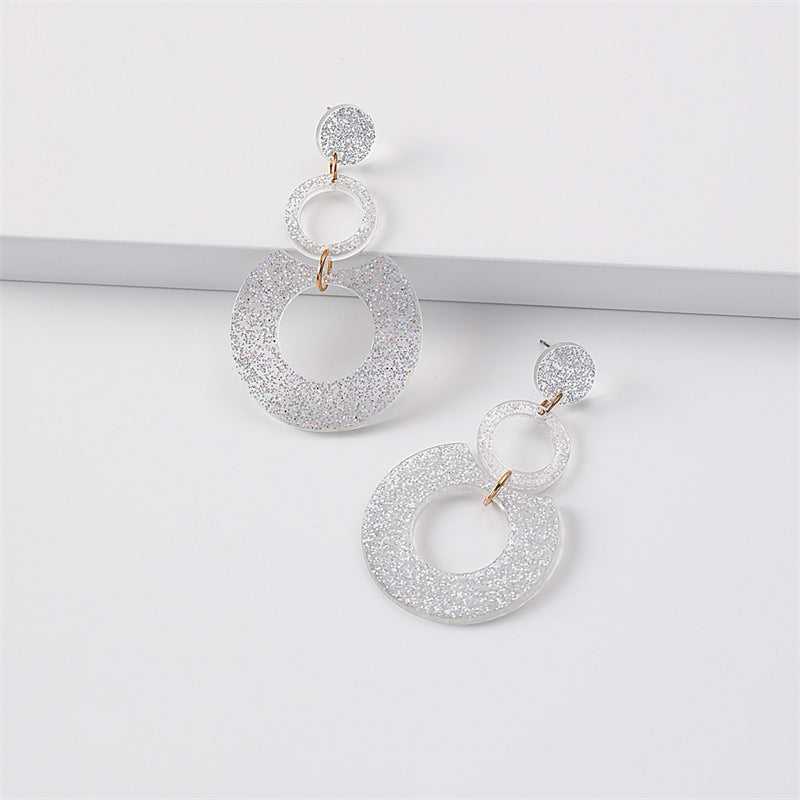 Women's Round Stitching Cellulose Acetate Sheet Texture Earrings