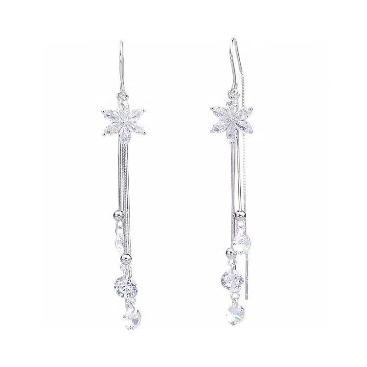 Flower Long Fringe Female Temperament Light Ear Line