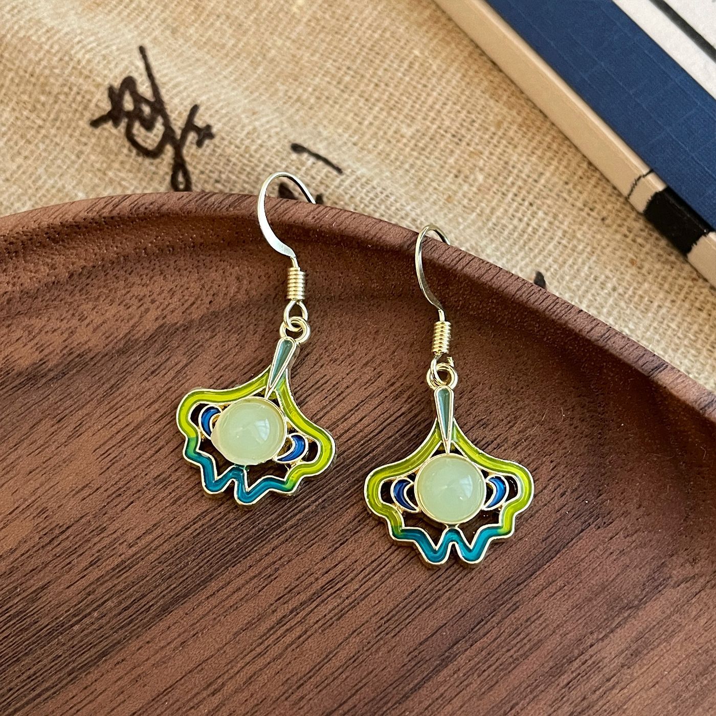 Women's Chinese Style Folding Fan Ear Hook Ancient Long Earrings