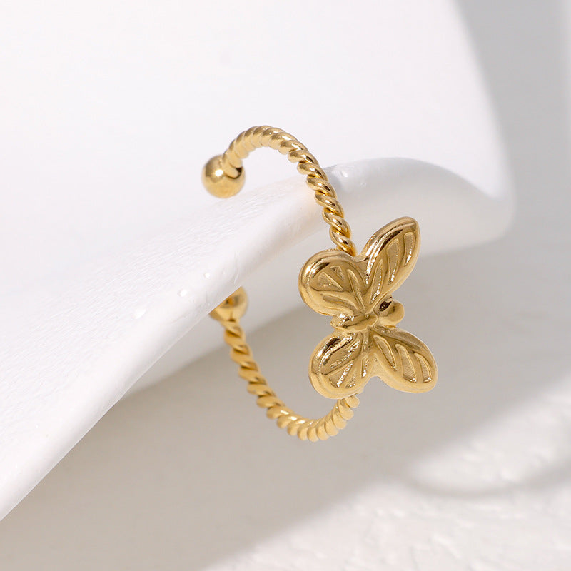 Butterfly Twisted Opening Niche Personality Graceful Cute Gold-plated Rings