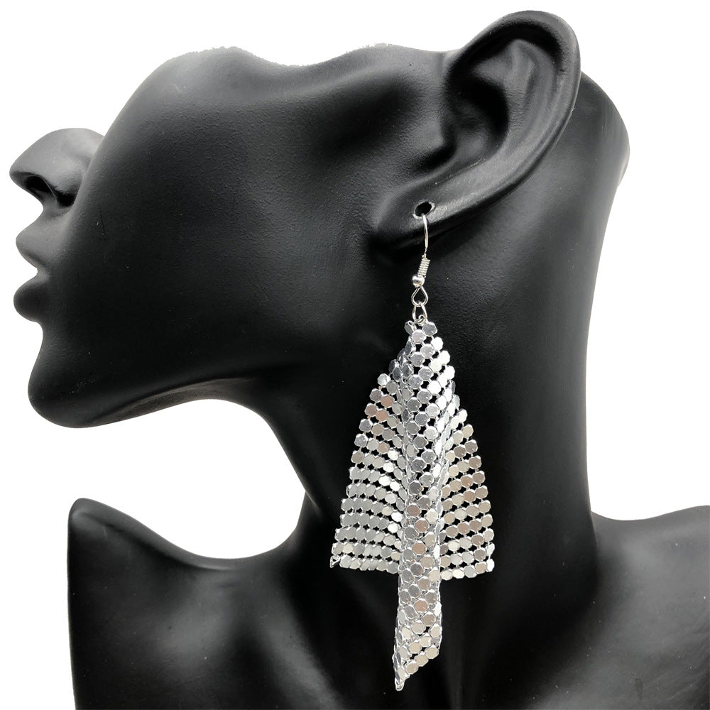 Large Mesh Plate Fashion Square Variable Earrings