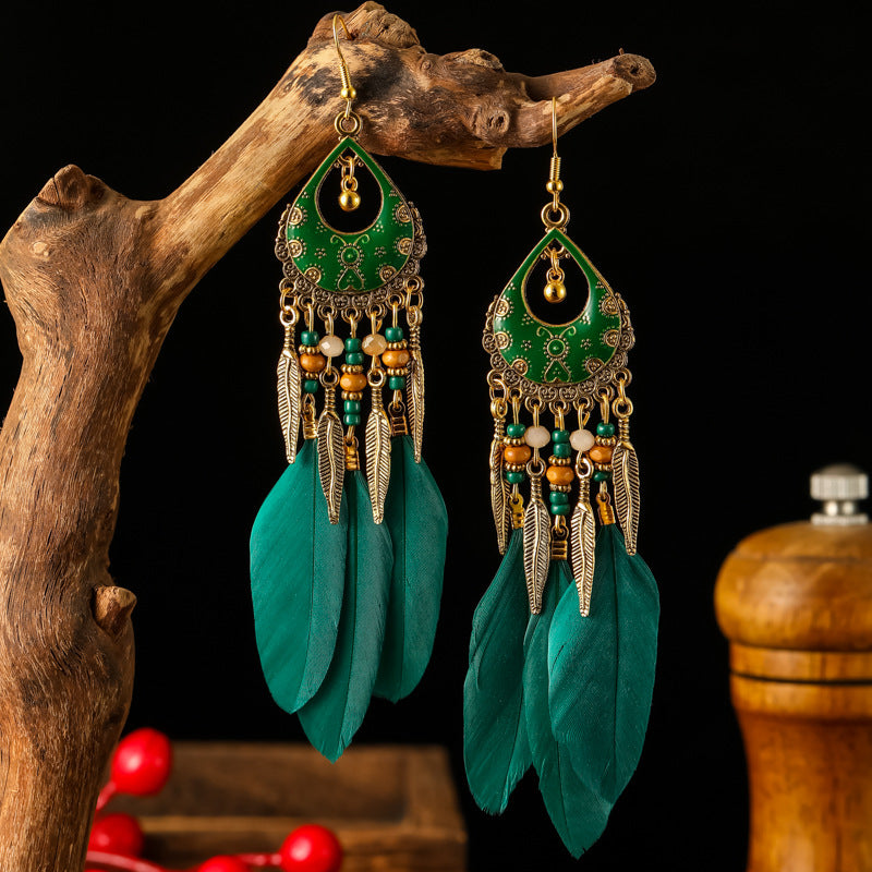 Color Retro Mid-length Feather Your Daisy Earrings