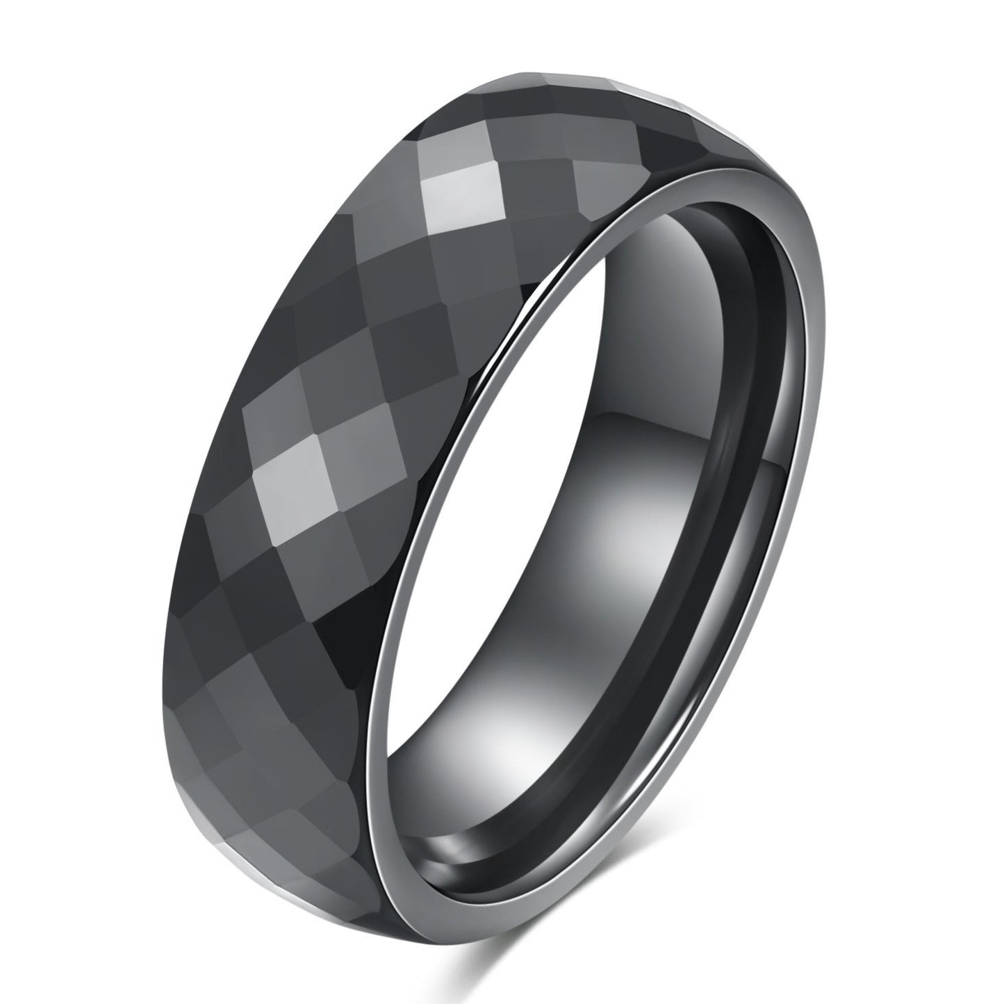 Ceramic Fashion Cut Surface Black White Simple Ring