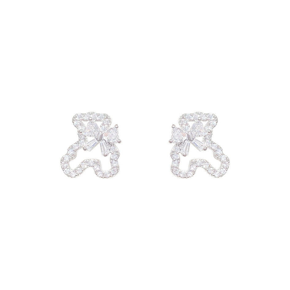 Women's Tie Bear Sweet Cute Temperament Simple High Sense Earrings