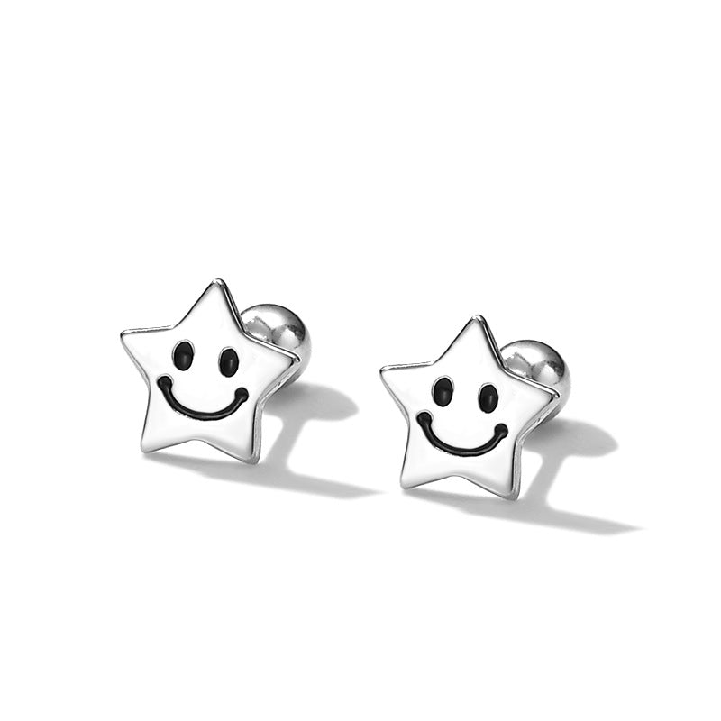 Five-pointed Star Smiley Face Twist Screw Fashion Ear Earrings
