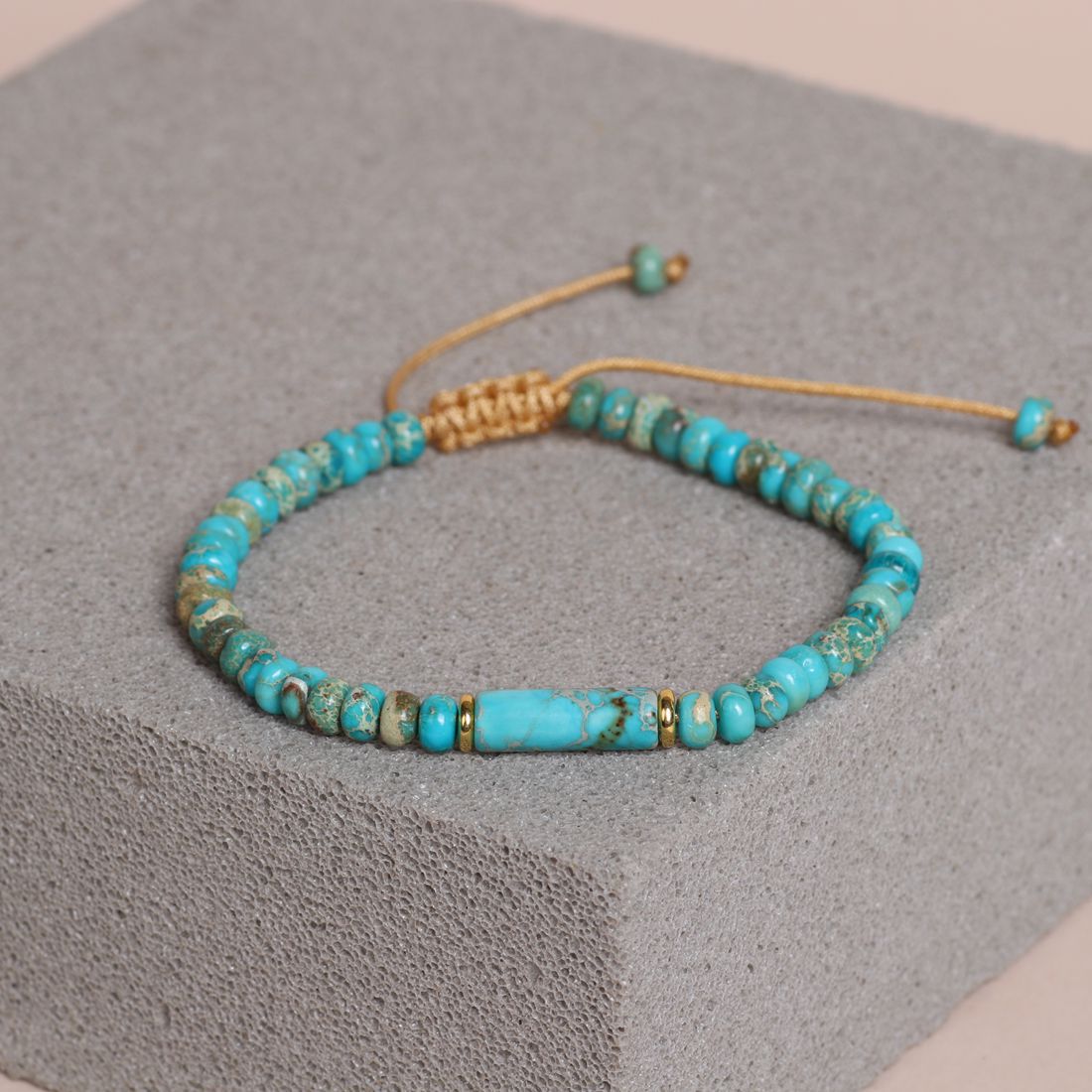 Abacus Beads Emperor Turquoise Woven Couple Bracelet
