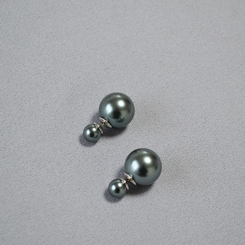 Highlight Perfect Circle Imitation Large Small Pearls Simple Temperament Earrings